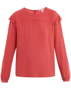 Femme Esprit Blouse à Volants rouge