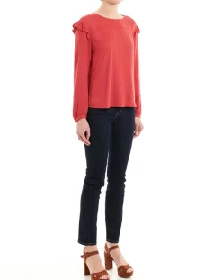 Femme Esprit Blouse à Volants rouge