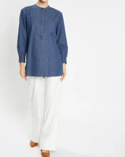 Femme Jodhpur Blouse ajustée Pen bleue