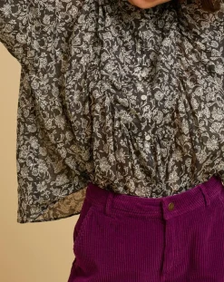 Discount Chloé Stora Blouse ample Alba en Voile de Coton imprimée noire