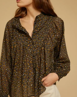 Clearance Chloé Stora Blouse ample en Voile de coton Alba imprimée noire