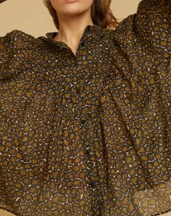 Clearance Chloé Stora Blouse ample en Voile de coton Alba imprimée noire