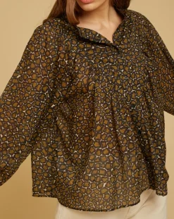 Clearance Chloé Stora Blouse ample en Voile de coton Alba imprimée noire