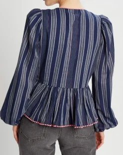 Femme Manoush Blouse cache-coeur Ibiza à rayures marine