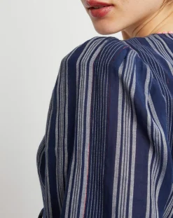 Femme Manoush Blouse cache-coeur Ibiza à rayures marine