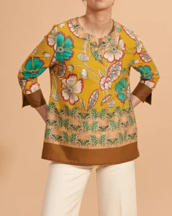 Discount Devernois Blouse Calcuta en Coton imprimée jaune