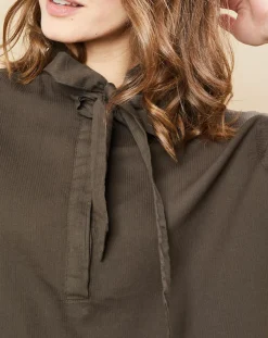 Femme Hartford Blouse Charline fines rayures kaki