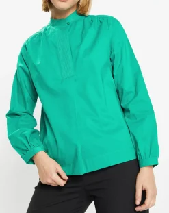 Galeries Lafayette Blouse Charlotte à fronces verte
