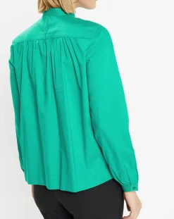 Galeries Lafayette Blouse Charlotte à fronces verte