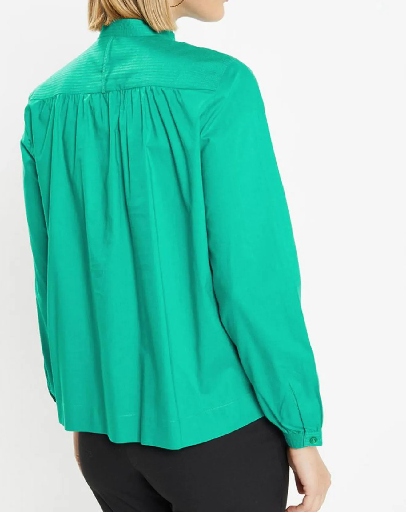 Galeries Lafayette Blouse Charlotte à fronces verte