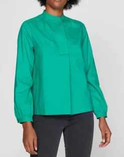 Galeries Lafayette Blouse Charlotte à fronces verte