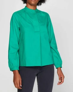Galeries Lafayette Blouse Charlotte à fronces verte