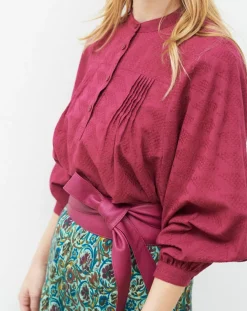 Femme Caroll Blouse Célestine à borderies beaujolais