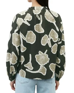 New Marc O'Polo Blouse Col Mao Motif Coton Bio multicolore