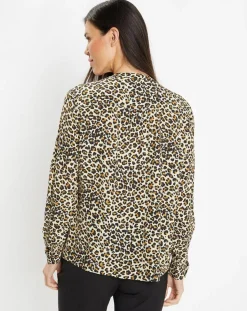 Outlet Galeries Lafayette Blouse col officier imprimé léopard noire