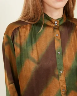 Femme Hartford Blouse Cook vert/doré/marron