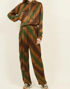 Femme Hartford Blouse Cook vert/doré/marron