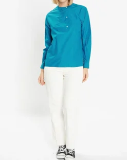 Sale Galeries Lafayette Blouse droite en Coton Genoise bleu moyen