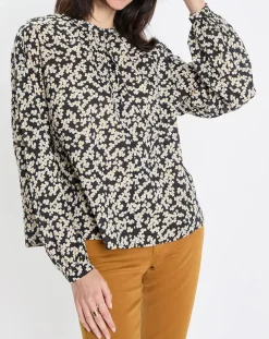 Femme Marc O'Polo Blouse en Coton bio à fleurs noir/écru