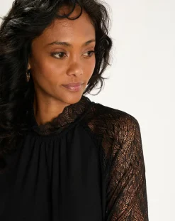 Femme Esprit Blouse en Dentelle noire