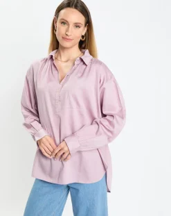 New Marc O'Polo Blouse en Popeline col polo violet clair