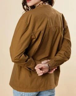 Femme Chloé Stora Blouse en Popeline de Coton oversize Cachou kaki