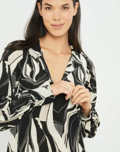 Outlet Lauren Vidal Blouse fluide Store imprimée rétro noir/écru