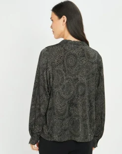 New Lauren Vidal Blouse fluide Store imprimée rosace noire