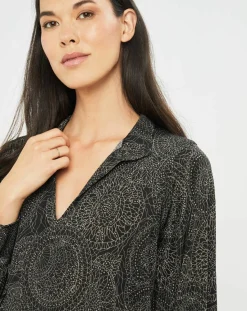 New Lauren Vidal Blouse fluide Store imprimée rosace noire