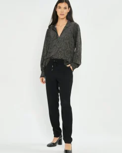 New Lauren Vidal Blouse fluide Store imprimée rosace noire