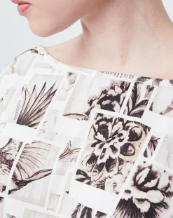 Femme John Galliano Blouse imprimée blanc/beige