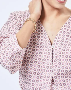 Femme Esprit Blouse imprimée géométrique blanc/multicolore