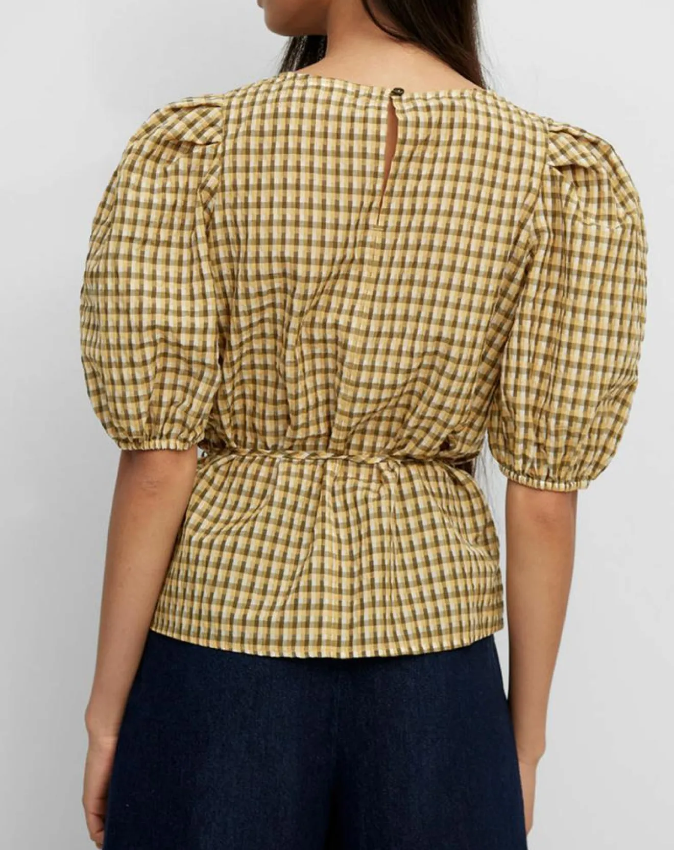 Online Marc O'Polo Blouse Kro en Coton mélangé gaufrée moutarde