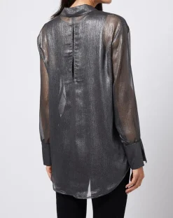 Hot Esprit Blouse lurex 2 en 1 gris foncé