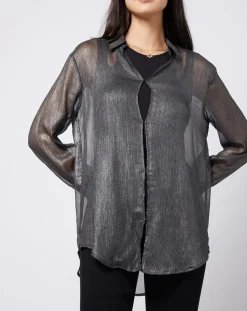 Hot Esprit Blouse lurex 2 en 1 gris foncé
