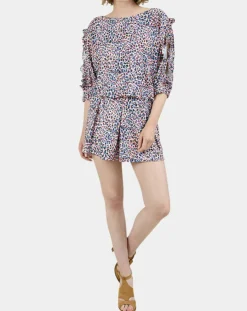 Molly Bracken Blouse manches fantaisies imprimée multicolore