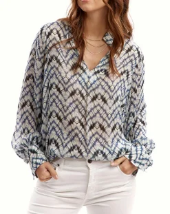 Femme Lauren Vidal Blouse Mia indigo/écru