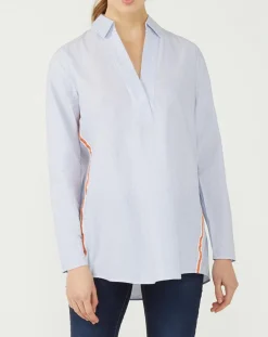 Femme Marc O'Polo Blouse Popelin rayée bleue