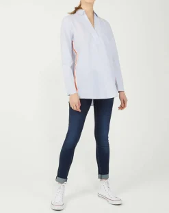Femme Marc O'Polo Blouse Popelin rayée bleue