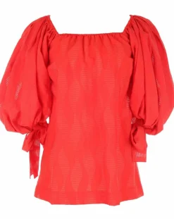 Hot Derhy Blouse Ralenti texturée manches bouffantes rouge