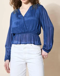 Femme Louizon Blouse satinée Airbag bleue