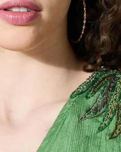 Hot Louizon Blouse satinée Airbag verte