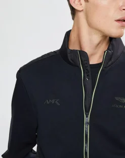 Homme Hackett London Blouson Aston Martin Racing Jersey bimatière noir