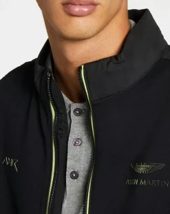 Homme Hackett London Blouson Aston Martin Racing Jersey bimatière noir