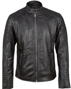 Sale Blue Wellford Blouson Biker en Cuir Juda marron