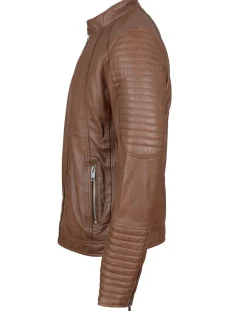 Blue Wellford Blouson Biker en Cuir Juda cognac