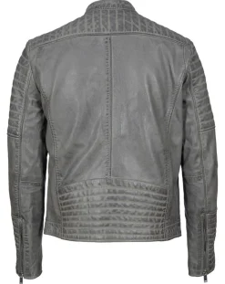 Blue Wellford Blouson Biker en Cuir Junior gris