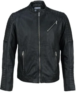 Best Blue Wellford Blouson Biker en Cuir Junior noir
