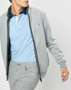 Homme Hackett London Blouson bi-matière gris clair