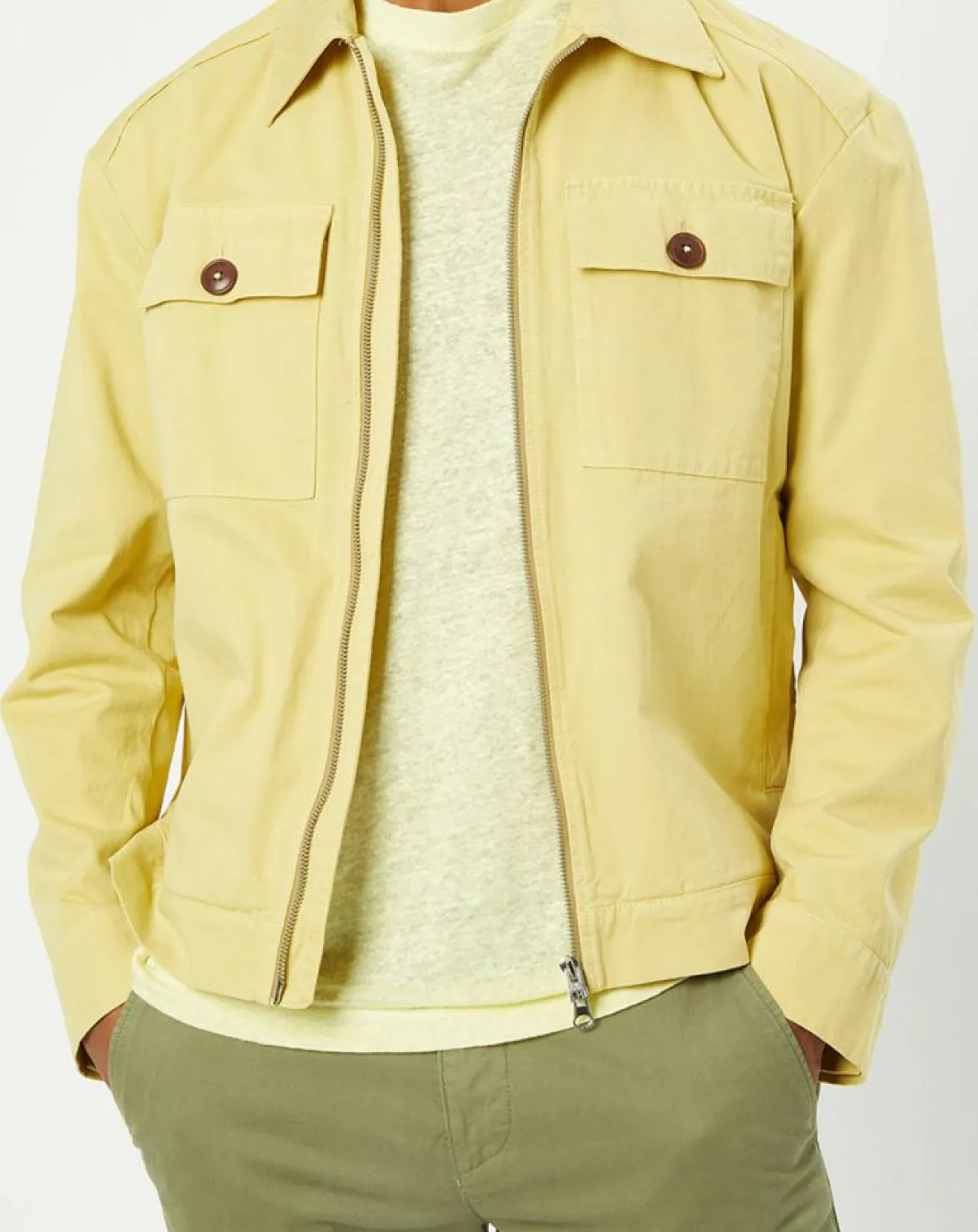 Homme Marc O'Polo Blouson Coton Organic Double Poche jaune clair